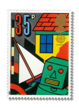 Toy robot boat and doll's house
