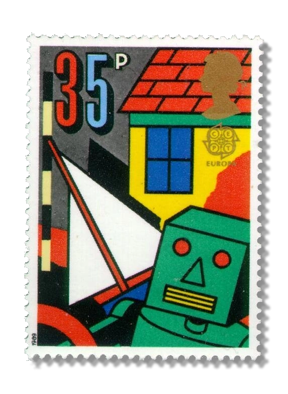 Toy robot and doll's house