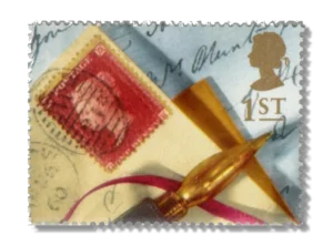 1d. Red stamp and pen