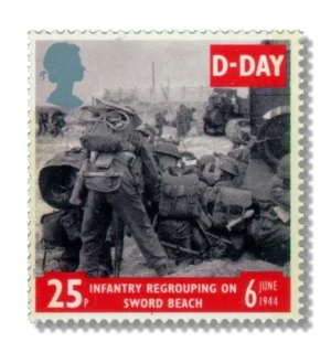 Infantry regrouping on Sword Beach