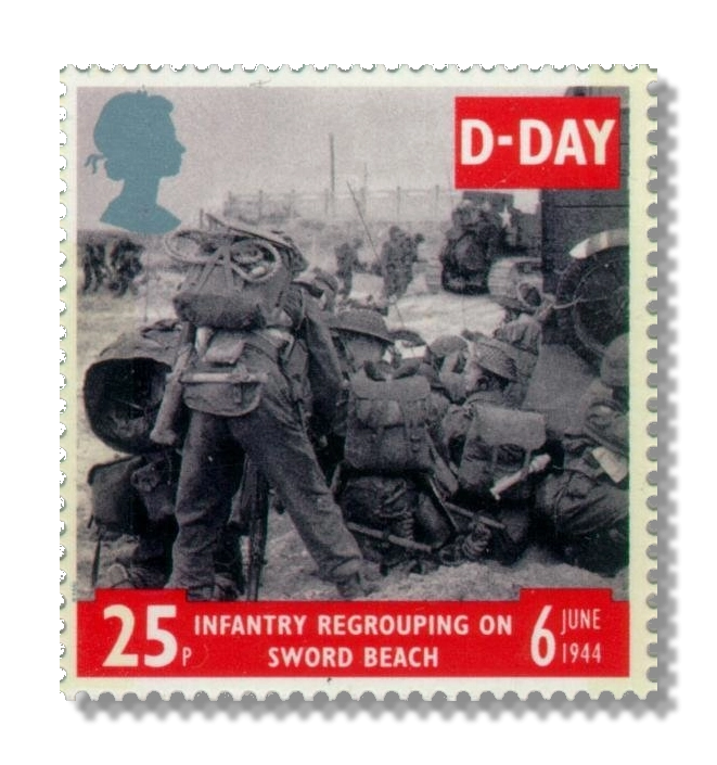 Infantry regrouping on Sword Beach