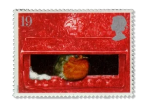 1995 GB1896 Christmas Robins European Robin in Mouth of Pillar Box