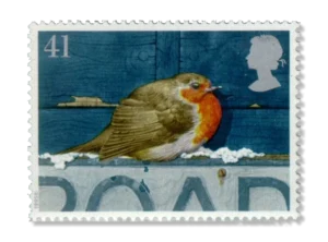 1995 GB1899 Christmas Robins European robin on road sign