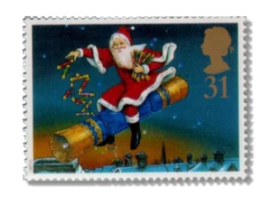 Father Christmas riding Cracker