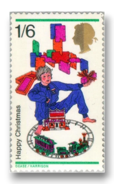 Christmas Boy with train set