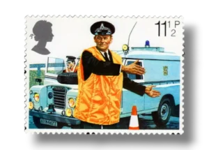 Policeman directing traffic