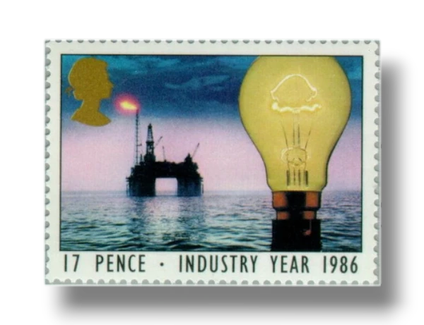 Light Bulb and North Sea Oil Drilling Rig Energy