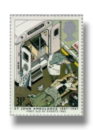 Volunteer with fainting girl 1965