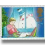 Child playing recorder and snowman